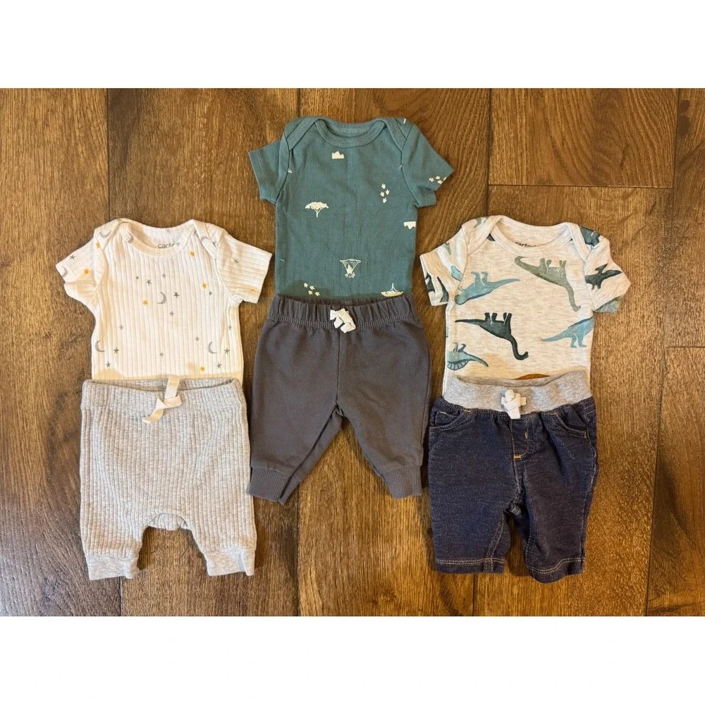 Newborn Baby Boy Bodysuits Shirts Jeans Pants Outfits Clothes Lot Dinosaurs
